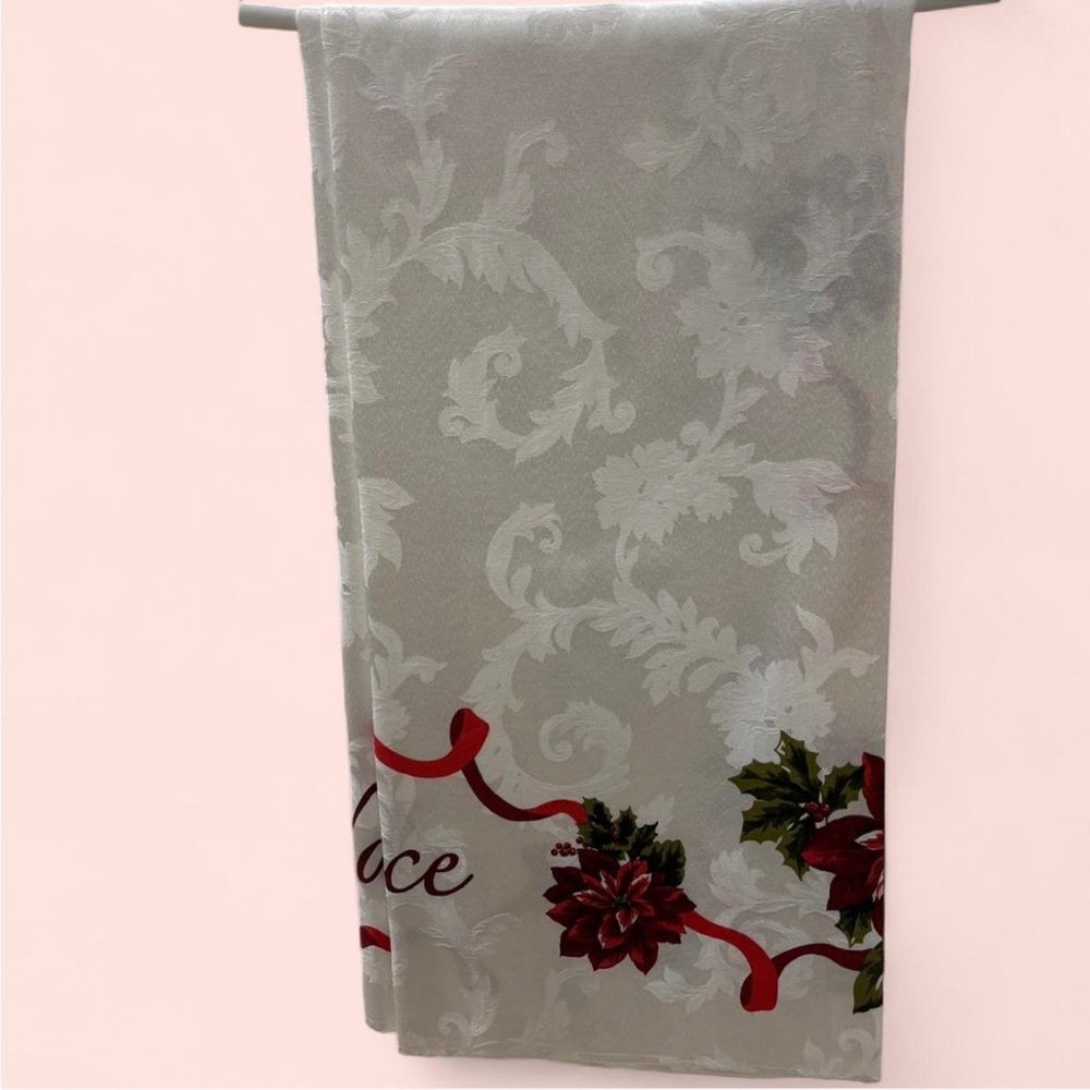 Elegant Holiday Tablecloth with Red Accents